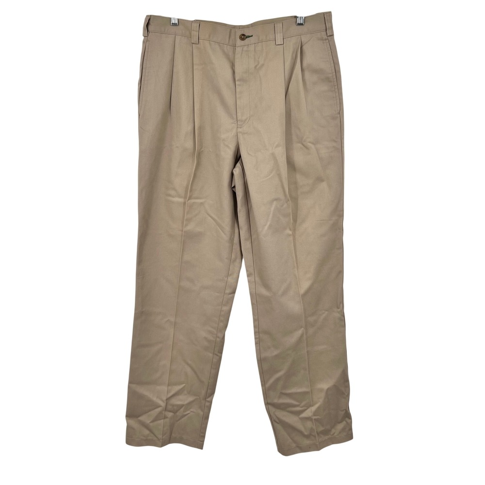 Tommy‎ Hilfiger Mens Pleated Tommy Khakis Wrinkle Resistant Tan Pants 34x32 NEW